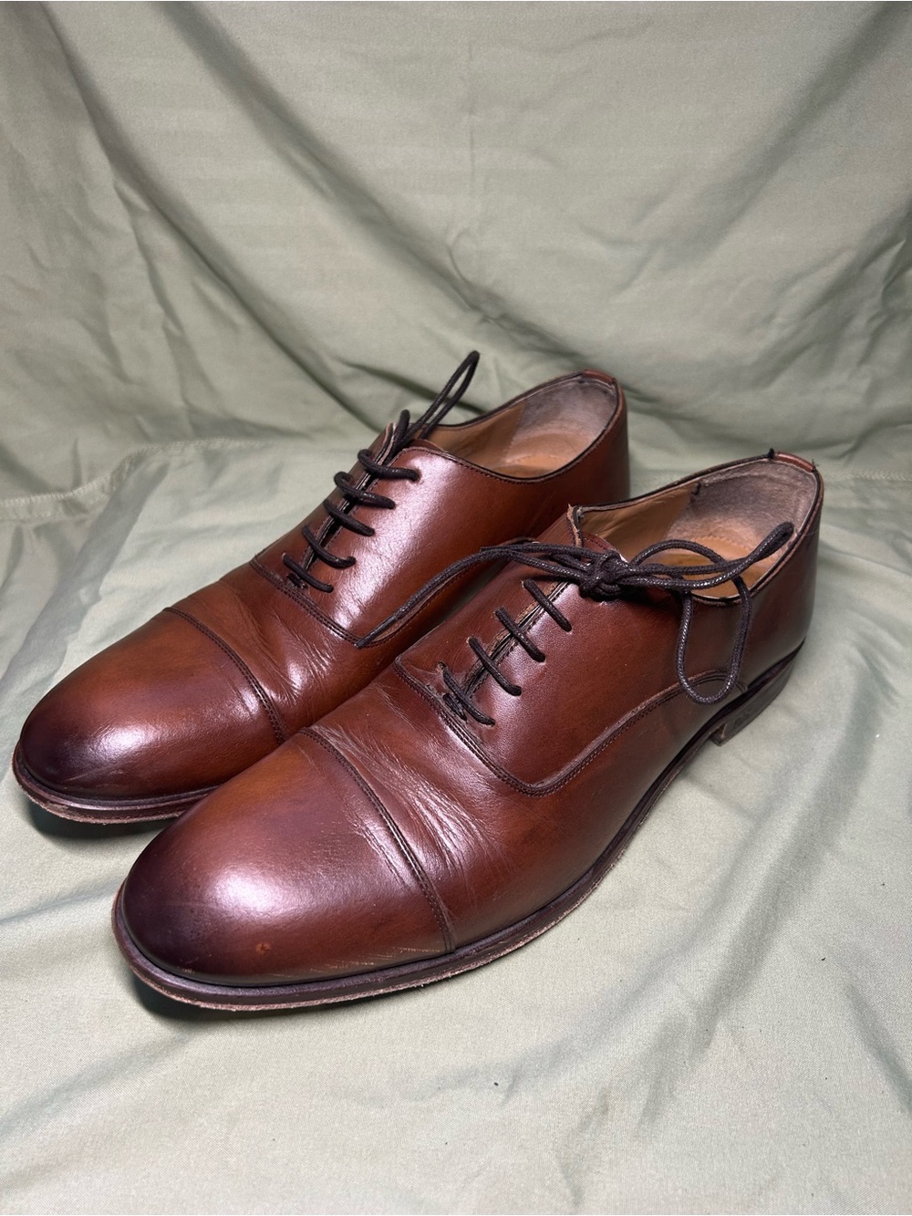 Pedro Del Hiero Men's Oxford Dress Shoes Brown Leather , Size US 9 EU 42